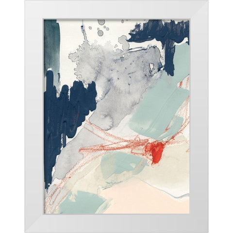 Ash Blue and Crimson I White Modern Wood Framed Art Print by Barnes, Victoria