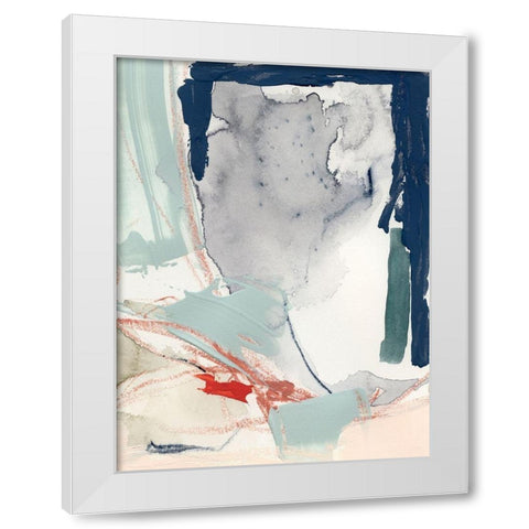 Ash Blue and Crimson II White Modern Wood Framed Art Print by Barnes, Victoria