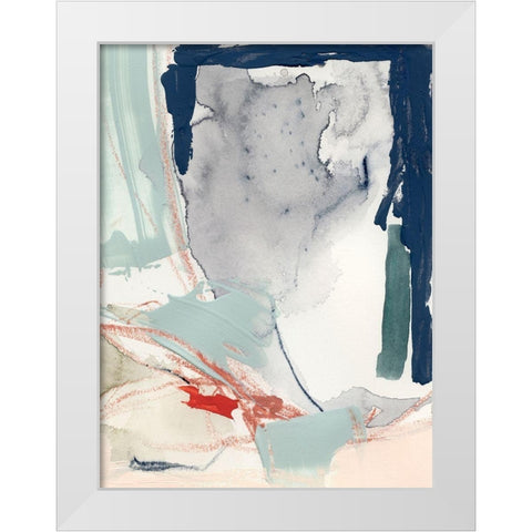 Ash Blue and Crimson II White Modern Wood Framed Art Print by Barnes, Victoria