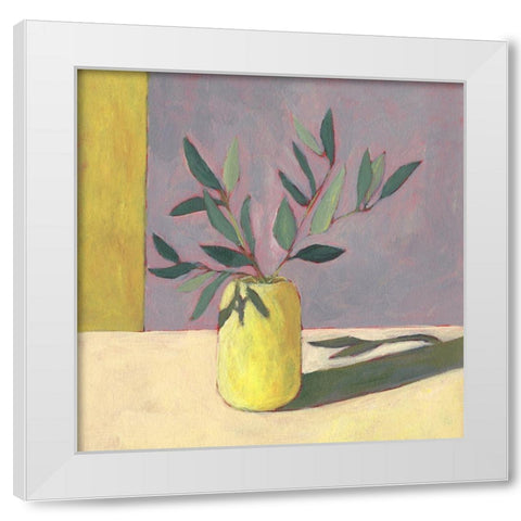 Yellow Vase II White Modern Wood Framed Art Print by Moore, Regina