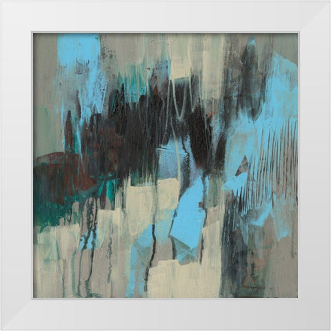 Ocean Blue Abstract I White Modern Wood Framed Art Print by Goldberger, Jennifer