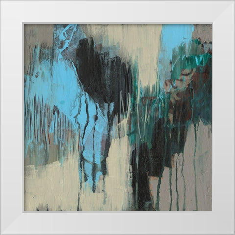 Ocean Blue Abstract II White Modern Wood Framed Art Print by Goldberger, Jennifer