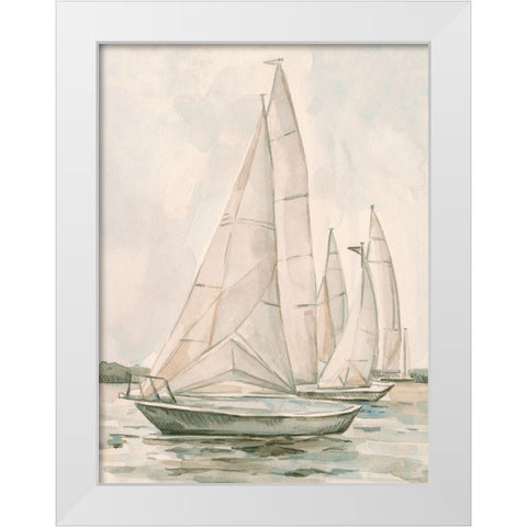 Sail Scribble II White Modern Wood Framed Art Print by Caroline, Emma