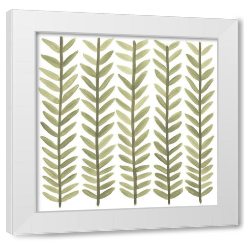 Greenery Motif VII White Modern Wood Framed Art Print by Vess, June Erica