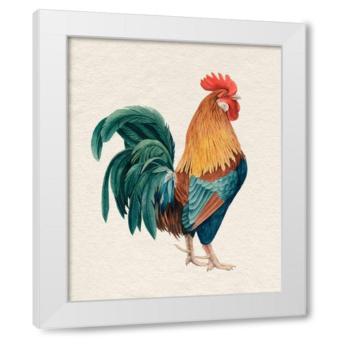 Watercolor Rooster I White Modern Wood Framed Art Print by Popp, Grace