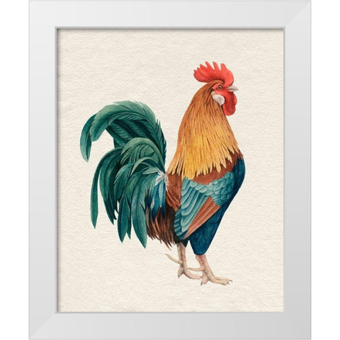 Watercolor Rooster I White Modern Wood Framed Art Print by Popp, Grace