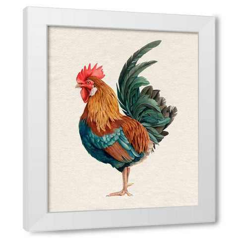 Watercolor Rooster II White Modern Wood Framed Art Print by Popp, Grace