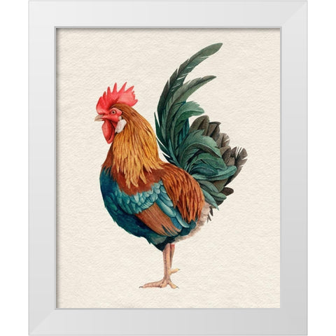 Watercolor Rooster II White Modern Wood Framed Art Print by Popp, Grace