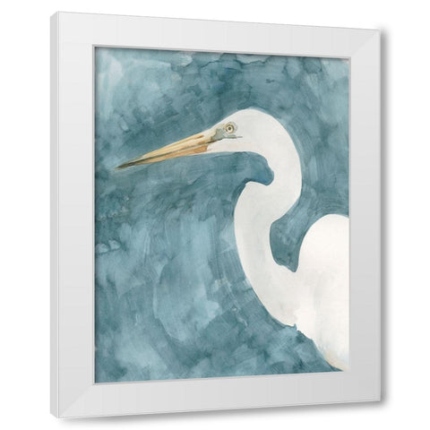 Watercolor Heron Portrait I White Modern Wood Framed Art Print by Caroline, Emma