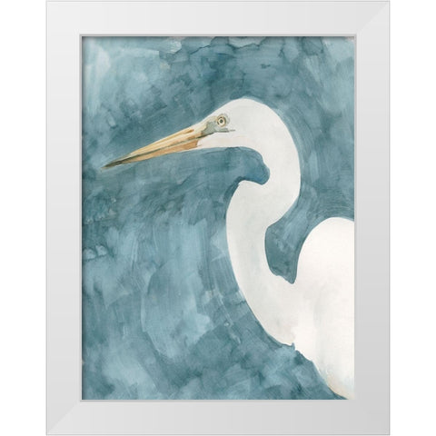 Watercolor Heron Portrait I White Modern Wood Framed Art Print by Caroline, Emma