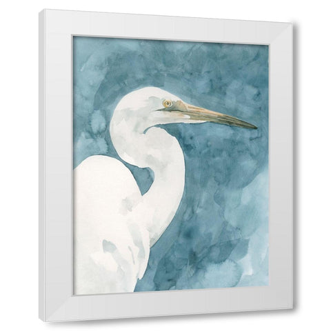 Watercolor Heron Portrait II White Modern Wood Framed Art Print by Caroline, Emma