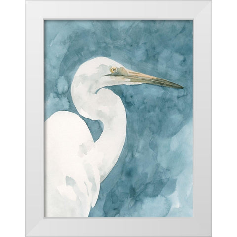 Watercolor Heron Portrait II White Modern Wood Framed Art Print by Caroline, Emma