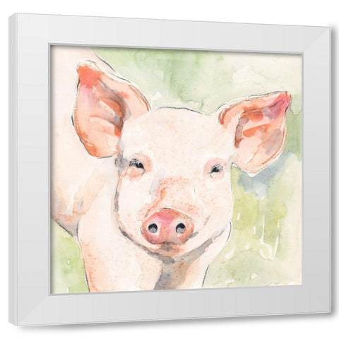 Sunny the Pig I White Modern Wood Framed Art Print by Barnes, Victoria