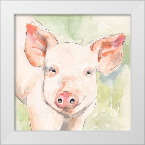 Sunny the Pig I White Modern Wood Framed Art Print by Barnes, Victoria