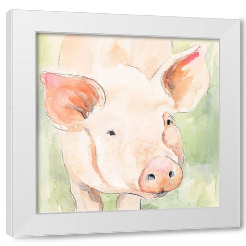 Sunny the Pig II White Modern Wood Framed Art Print by Barnes, Victoria
