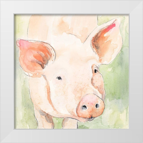 Sunny the Pig II White Modern Wood Framed Art Print by Barnes, Victoria