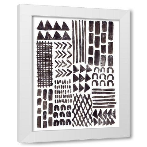 Ink Signals I White Modern Wood Framed Art Print by Vess, June Erica