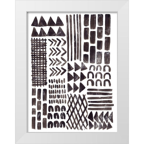 Ink Signals I White Modern Wood Framed Art Print by Vess, June Erica