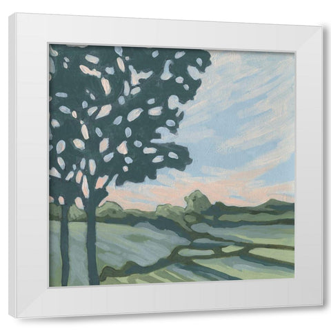 Sunset Tree I White Modern Wood Framed Art Print by Vess, June Erica