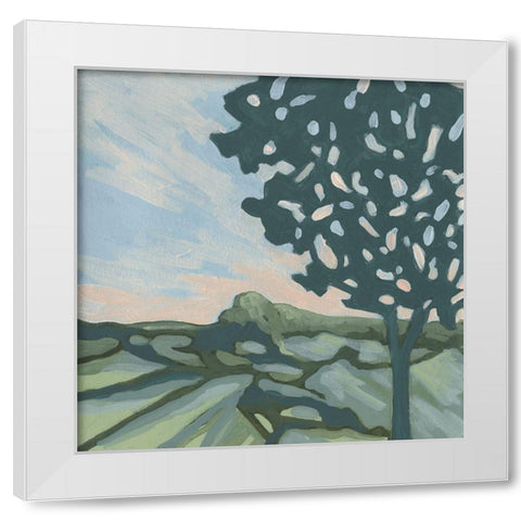 Sunset Tree II White Modern Wood Framed Art Print by Vess, June Erica