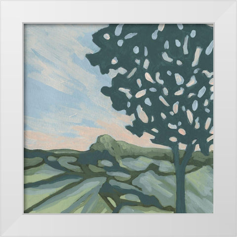 Sunset Tree II White Modern Wood Framed Art Print by Vess, June Erica