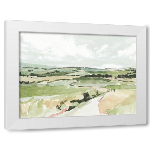 Rolling Pastures Sketch I White Modern Wood Framed Art Print by Barnes, Victoria