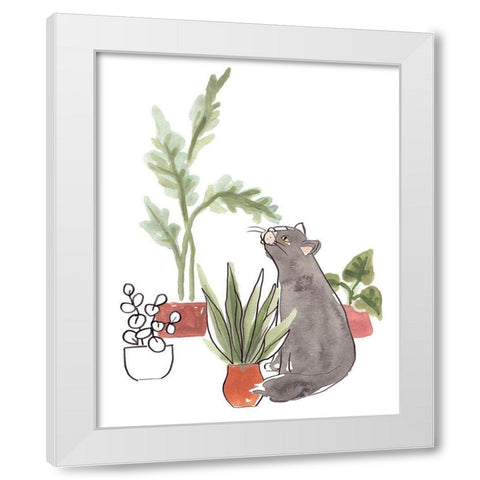 Purrfect Plants IV White Modern Wood Framed Art Print by Vess, June Erica