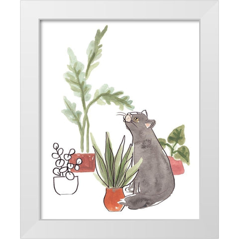 Purrfect Plants IV White Modern Wood Framed Art Print by Vess, June Erica