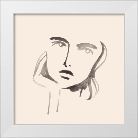 Face Shapes V White Modern Wood Framed Art Print by Parker, Jennifer Paxton