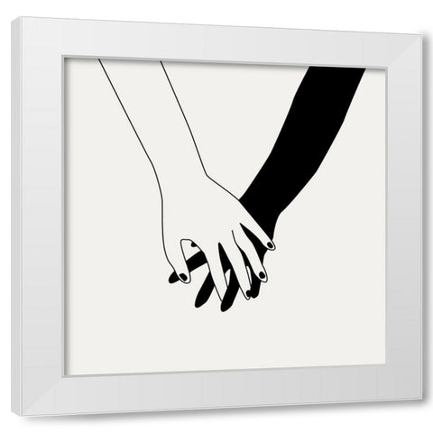 Holding You I White Modern Wood Framed Art Print by Wang, Melissa