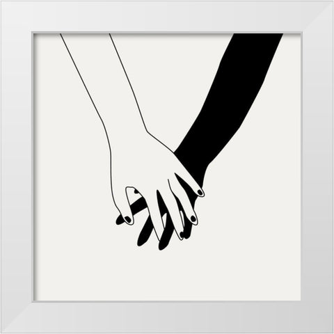 Holding You I White Modern Wood Framed Art Print by Wang, Melissa