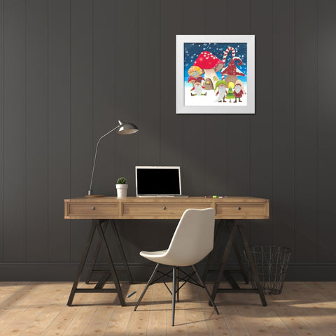 Christmas Gnomes I White Modern Wood Framed Art Print by Moore, Regina