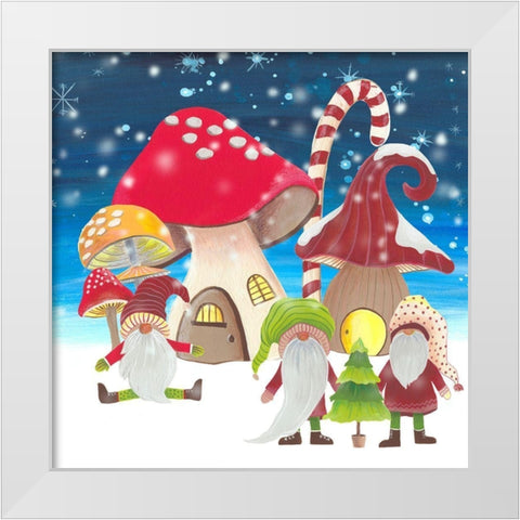 Christmas Gnomes I White Modern Wood Framed Art Print by Moore, Regina