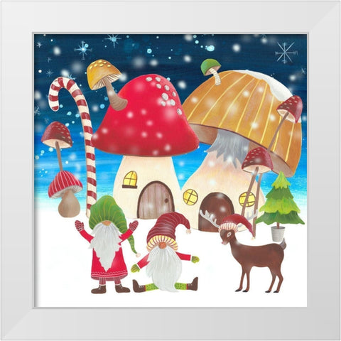 Christmas Gnomes II White Modern Wood Framed Art Print by Moore, Regina