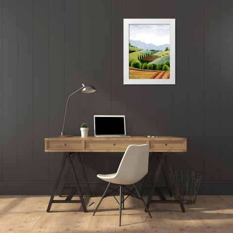 Tuscan Valley Sketch II White Modern Wood Framed Art Print by Popp, Grace