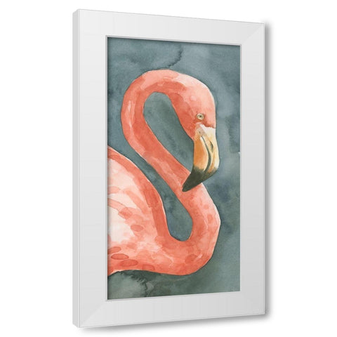 Flamingo Study I White Modern Wood Framed Art Print by Caroline, Emma