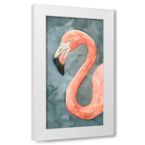 Flamingo Study II White Modern Wood Framed Art Print by Caroline, Emma