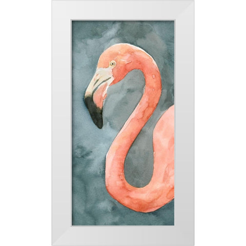 Flamingo Study II White Modern Wood Framed Art Print by Caroline, Emma