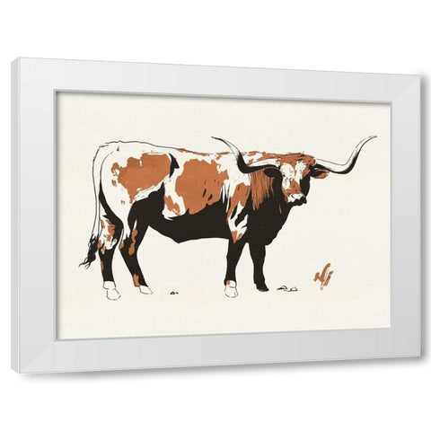 Terre Cotta Steer I White Modern Wood Framed Art Print by Green, Jacob