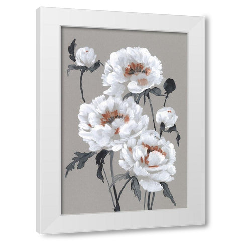 Peony Profusion I White Modern Wood Framed Art Print by Goldberger, Jennifer