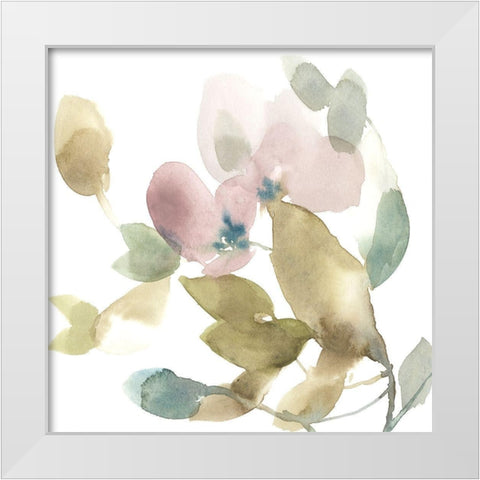 Sweet Petals and Leaves I White Modern Wood Framed Art Print by Goldberger, Jennifer