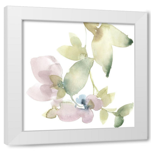 Sweet Petals and Leaves V White Modern Wood Framed Art Print by Goldberger, Jennifer