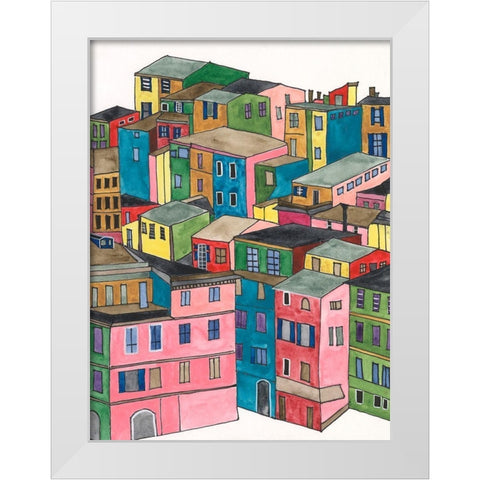 Colorful City I White Modern Wood Framed Art Print by Moore, Regina