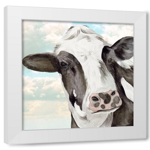 Portrait of a Cow II White Modern Wood Framed Art Print by Wang, Melissa