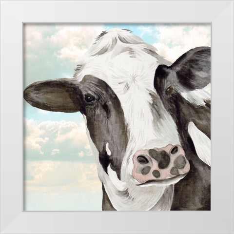 Portrait of a Cow II White Modern Wood Framed Art Print by Wang, Melissa