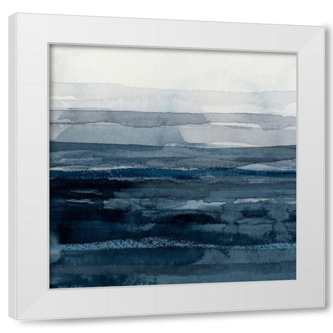 Rising Blue I White Modern Wood Framed Art Print by Borges, Victoria