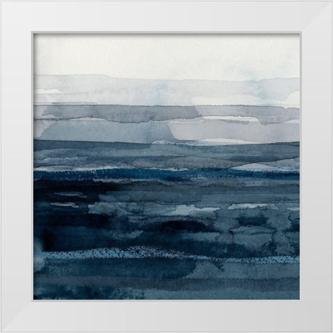 Rising Blue I White Modern Wood Framed Art Print by Borges, Victoria