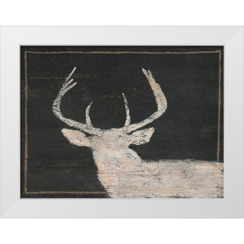 Brow Tine Deer I White Modern Wood Framed Art Print by Moore, Regina