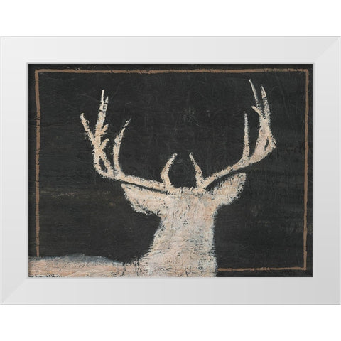 Brow Tine Deer II White Modern Wood Framed Art Print by Moore, Regina