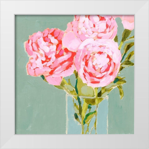 Popping Peonies II White Modern Wood Framed Art Print by Barnes, Victoria